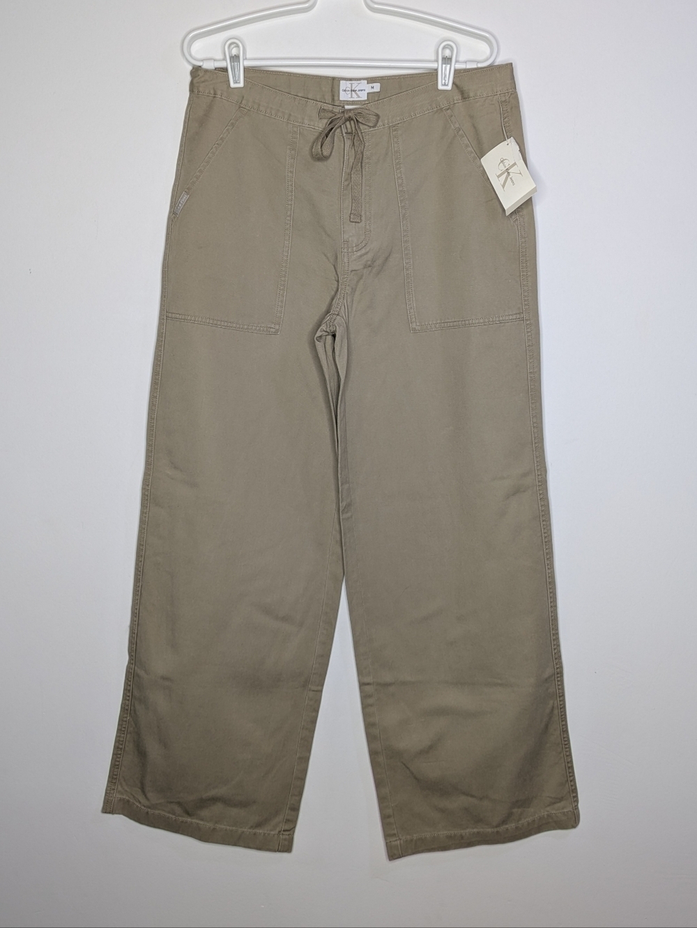 NWT Calvin Klein Tan Khaki Zip & Drawstring Casual Pant M